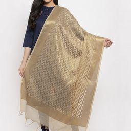 LOOM LEGACY Chevron Printed Jacquard Dupatta image 3