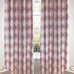 Kanodia Poly Fab Pink & White Set of 2 Ethnic Motifs Room Darkening Door Curtain-picture-10