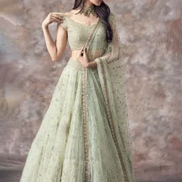 JIHU CULTURE Floral Embroidered Semi-Stitched Lehenga & Unstitched Blouse With Dupatta-picture-29