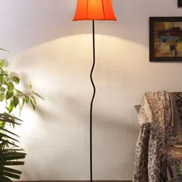 Devansh Orange-Coloured & Black Frustum FloorLamps WithShade-13