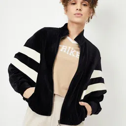 max Women Colourblocked Polyester Longline Open Front Jacket-9