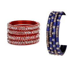 SOMIL Set Of 8 Red Alloy Artificial Stones and Beads Bangles-image-76