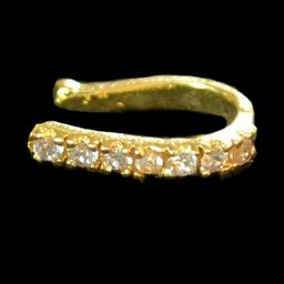 SHREEVARAM Cubic Zirconia Gold-Plated Brass Nose Ring-image-41