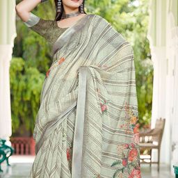 Anouk Floral Linen Blend Designer Saree-picture-13