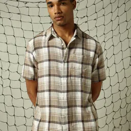 Hubberholme Men Checks Opaque Checked Textured Fabric Oversized Casual Shirt-image-23