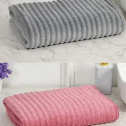 Cotton Bolls Textiles Maroon & Grey 2 Other 300 GSM Bath Towel-image-91