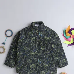 BAATCHEET Boys Paisley Printed Band Collar Pure Cotton Short Kurta-38