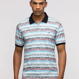Crocodile Striped Polo Collar Cotton Slim Fit Sports T-shirt-image-47