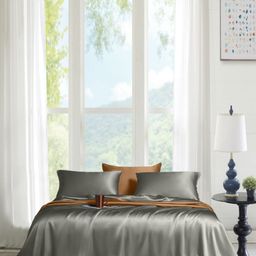 THE LINEN COMPANY Silver-Toned 300 TC Queen Bedsheet with 2 Pillow Covers-image-58