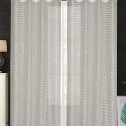 UrbanArts Cream-Coloured Set of 2 Embroidered Sheer Door Curtain-picture-35