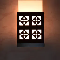 Gojeeva Black & White Textured Contemporary Wooden Rectangle Shaped Wall Lamp-23