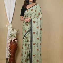 DipDiya Abstract Printed Pure Cotton Taant Saree-picture-0