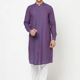 Fabindia Men Purple Dobby Kurta-image-63