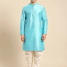 Amodh by Kisah Men Blue Dobby Kurta-picture-20