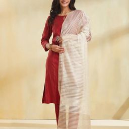 Fabindia Striped Woven Design Dupatta-picture-17