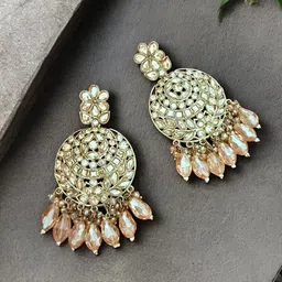 Anouk Artificial Stones Studded & Beads Beaded Circular Drop Earrings-33