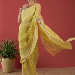 all about you Striped Printed Gotta Patti Pure Chiffon Saree-33
