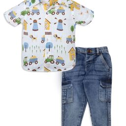 My Milestones Boys Printed Shirt with Trousers-image-25