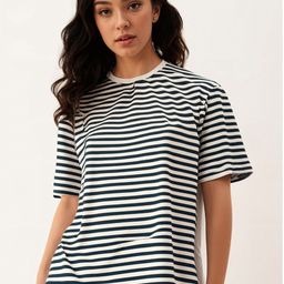 mack jonney VIMAL JONNEY Women Striped Drop-Shoulder Sleeves Pockets T-shirt-picture-30