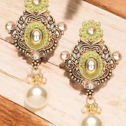 Anouk Artificial Beads Beaded Meenakari Contemporary Oxidised Drop Earrings-30