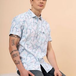 Cantabil Men Comfort Regular Fit Floral Printed Spread Collar Casual Shirt-image-25