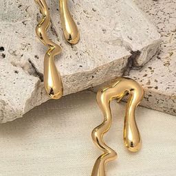 FIMBUL Gold-Plated Contemporary Drop Earrings-picture-22