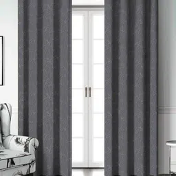 Aura Charcoal & Grey 2 Pieces Black Out Door Curtain-9