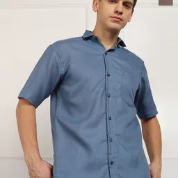 BROWN BROTHERS Men Pack of 2 Solid Spread Collar Casual Shirts-picture-23