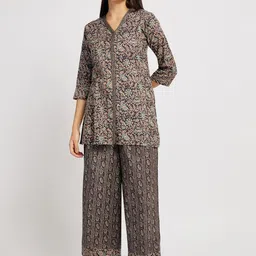 Span Women Floral Printed Regular Pure Cotton Kurta with Palazzos-53