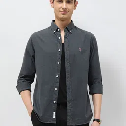 U.S. Polo Assn. Tailored Fit Button-Down Collar Pure Cotton Opaque Shirt-picture-34