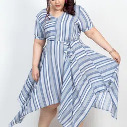 XOXO Cherry Striped Fit & Flare Midi Plus Size Dress-image-10