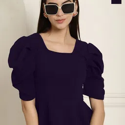 Metronaut Women Pack Of 2 Square Neck Puff Sleeve Peplum Top-image-56