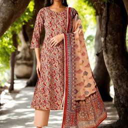 Anouk Women Paisley Printed Panelled Pure Cotton Kurta with Trousers & With Dupatta-49