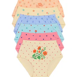 KIDBIRD Infant Girls Pack of 6 Printed Cotton Basic Briefs V-Degin-Shorty-6002-11