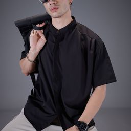 SOKO STREET Band Collar Drop-Shoulder Sleeves Relaxed Fit Casual Shirt-image-51