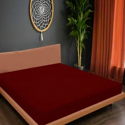 Wings Star Maroon Single Cotton Breathable Mattress Protector-picture-6