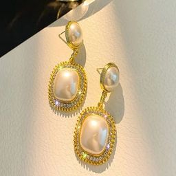 Yugosmile Gold-Plated Crystals Studded Contemporary Drop Earrings-image-90
