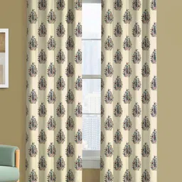 Steve & Anderson Bharat Motifs Blue & Cream 2 Pieces Long Door Curtains (9Feet)-29