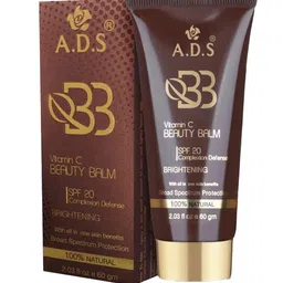 A.D.S SPF-20 Vitamin C Beauty Balm Foundation & Sponge Beauty Blender Puff, 60gm Shade-03-52