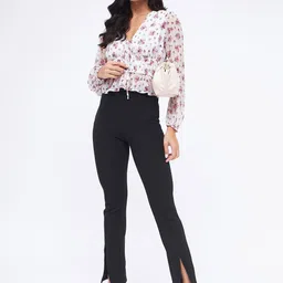 Kibo Floral Print Chiffon Crop Top image 1