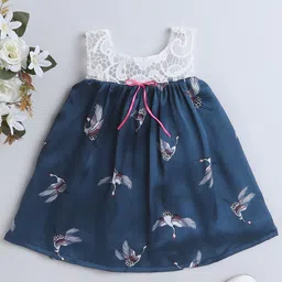 MANY FROCKS & Girls Conversational Print Satin Empire Dress-17