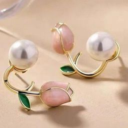 DressBerry Set Of 3 Gold-Plated Artificial Stones Studded Contemporary Drop Earrings-8