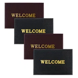 Kuber Industries Set Of 4 Maroon & Black Anti-Skid Doormats-20