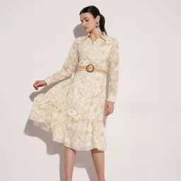 Vero Moda Women Floral Printed Belted Fit & Flare Dress-image-81