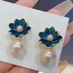 SZN Korean Artificial Stones Studded & Beads Beaded Floral Studs-72
