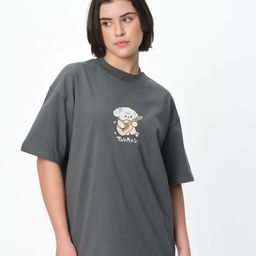 Bonkers Corner Women Drop-Shoulder Sleeves Pure Cotton Applique T-shirt-image-89