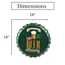 eazy wagon Green & Yellow Bottle Caps Printed Metal Wall Hangings-image-46