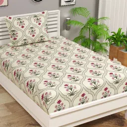 VAS COLLECTIONS Valancia Green Floral Microfiber 210 TC Single Bedsheet Set-2.28mx1.52m-picture-35