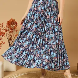 OTABU Women Floral Printed Accordion Pleats A-Line Maxi Skirts-picture-41