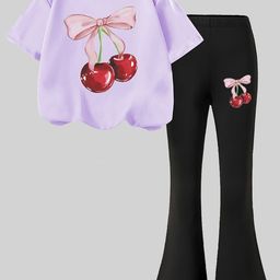 YK Girls Printed Round Neck T-Shirt With Trouser-image-29
